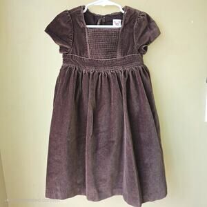 Vintage Gap Kids Brown Velvet Dress Size 4 Lace Trim Lined Cotton